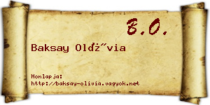 Baksay Olívia névjegykártya